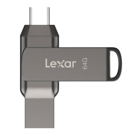 Lexar | 2-in-1 Flash Drive | JumpDrive Dual Drive D400 | 64 GB | USB 3.1 | Grey - 2
